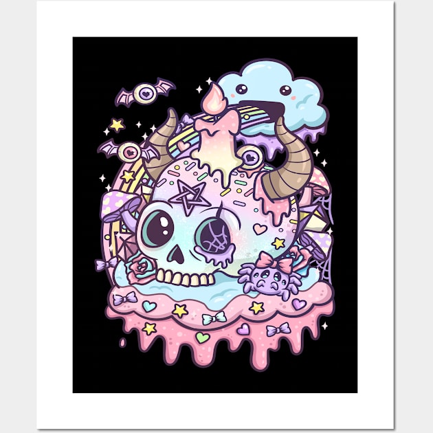 Pastel Goth Skull Kawaii Wall Art by KAWAIITEE